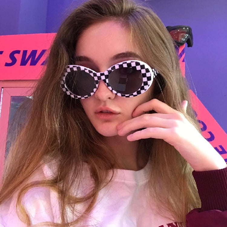 Black and white plaid glasses KF90466