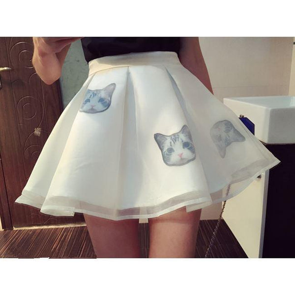 Cute Cat Sister T -Shirt And Skirt Set KF26010