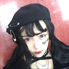 Punk black beret KF90536