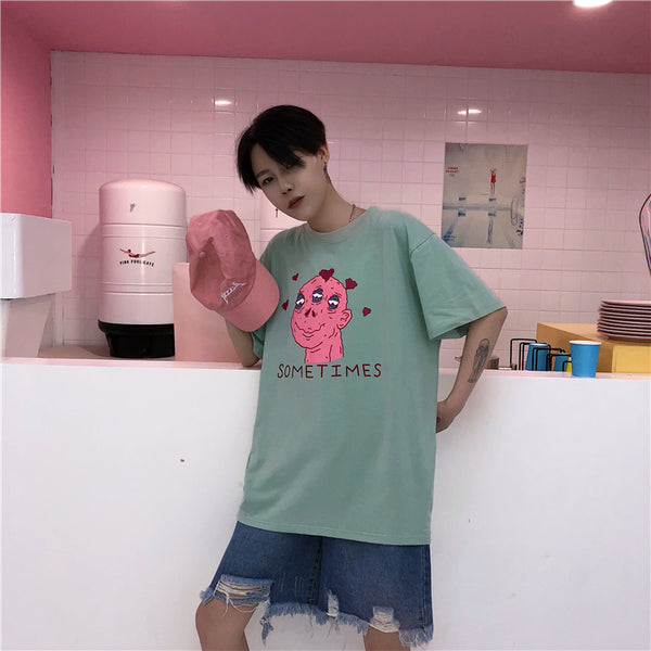 Harajuku Three-eyed Monster Couple Tshirt  KF24004