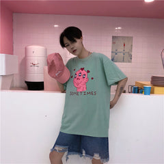 Harajuku Three-eyed Monster Couple Tshirt  KF24004