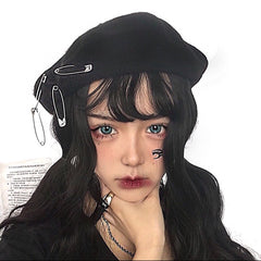Punk black beret KF90536