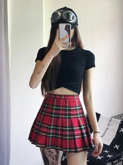 High waist plaid skirt KF2373