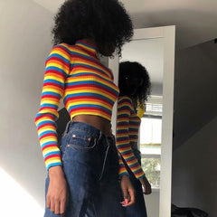 Rainbow knit sweater KF90372