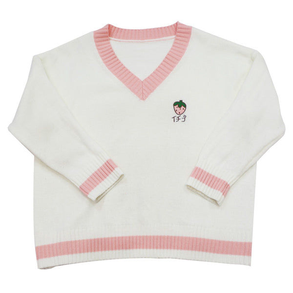 Peach Strawberry Embroidered Sweater KF9452
