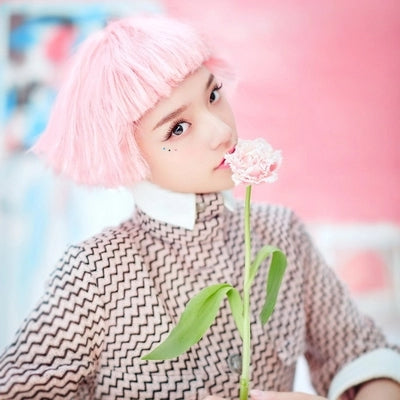 Pink short hair wig KF24087