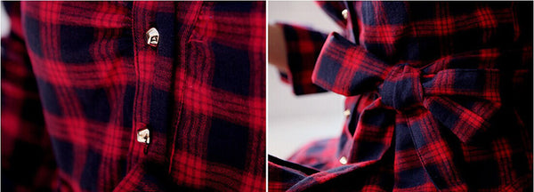 Fashionable Red Plaid Dress KF26006