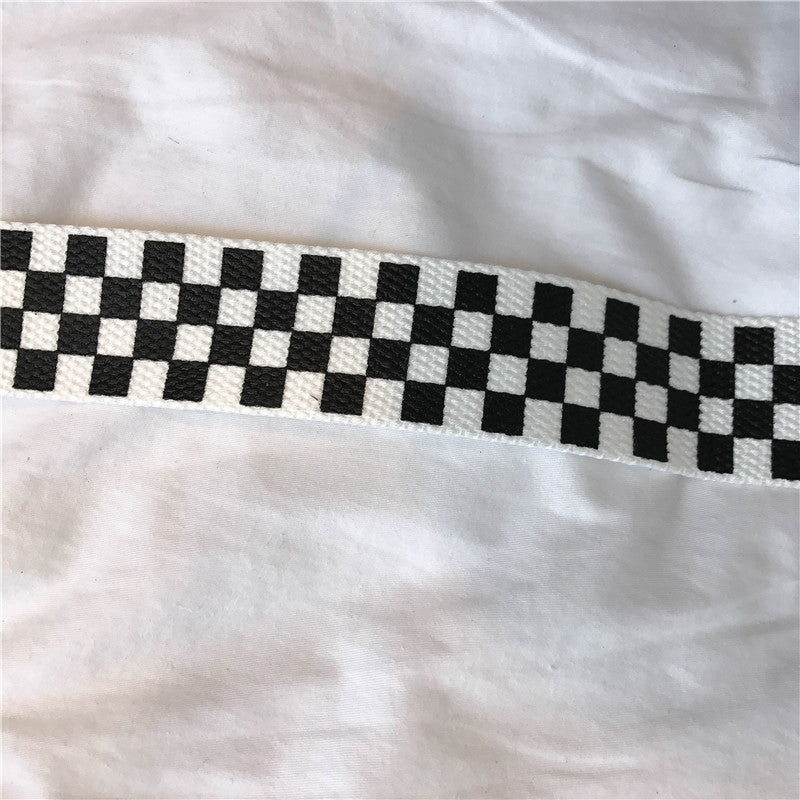 Black and white plaid belt K90615