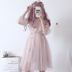 Flower mesh dress KF9404