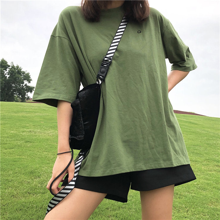 Embroidered green T-shirt KF90378
