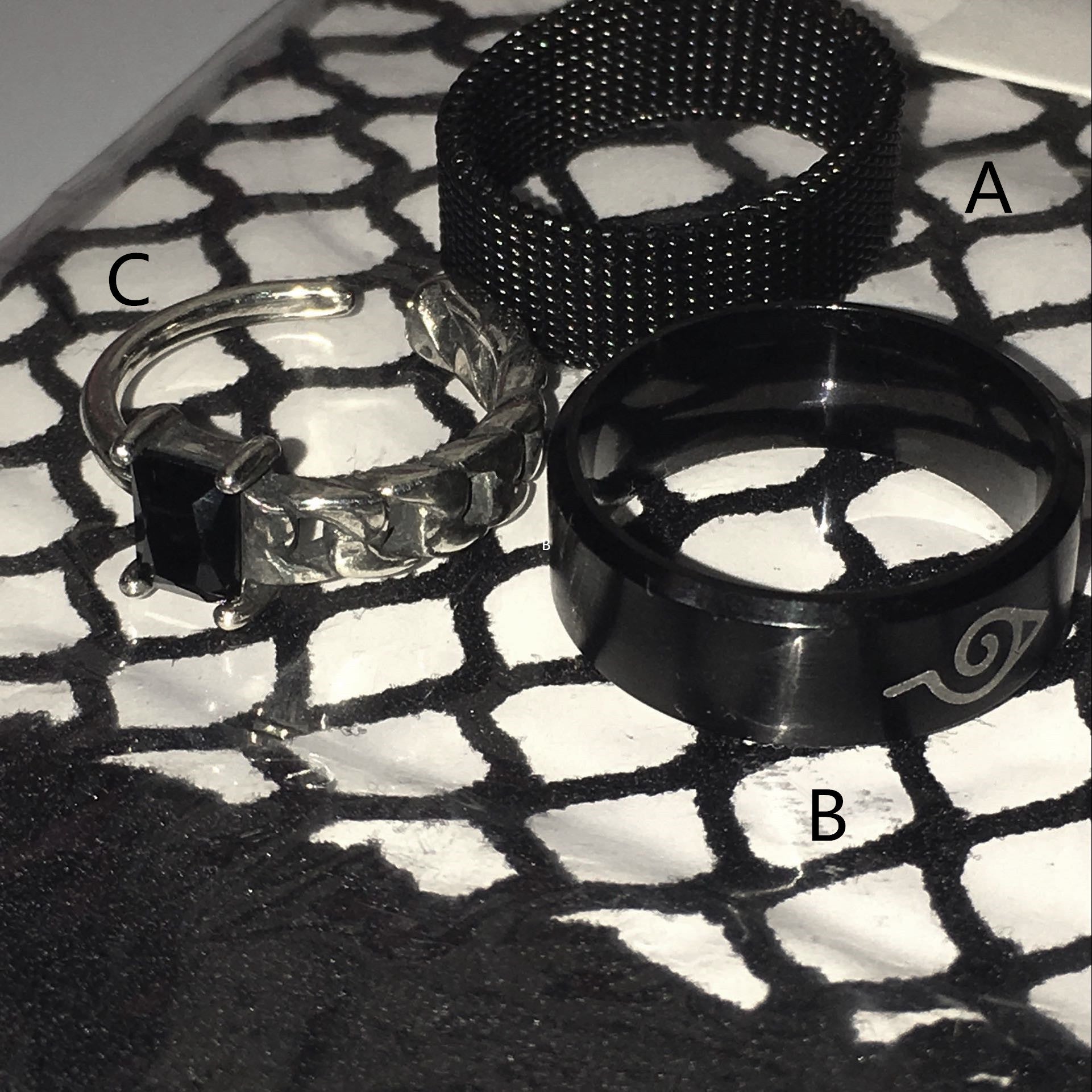 Unisex black ring KF90632