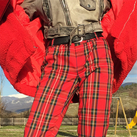 Red plaid pants KF9515