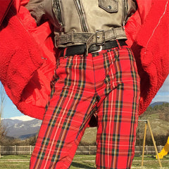 Red plaid pants KF9515