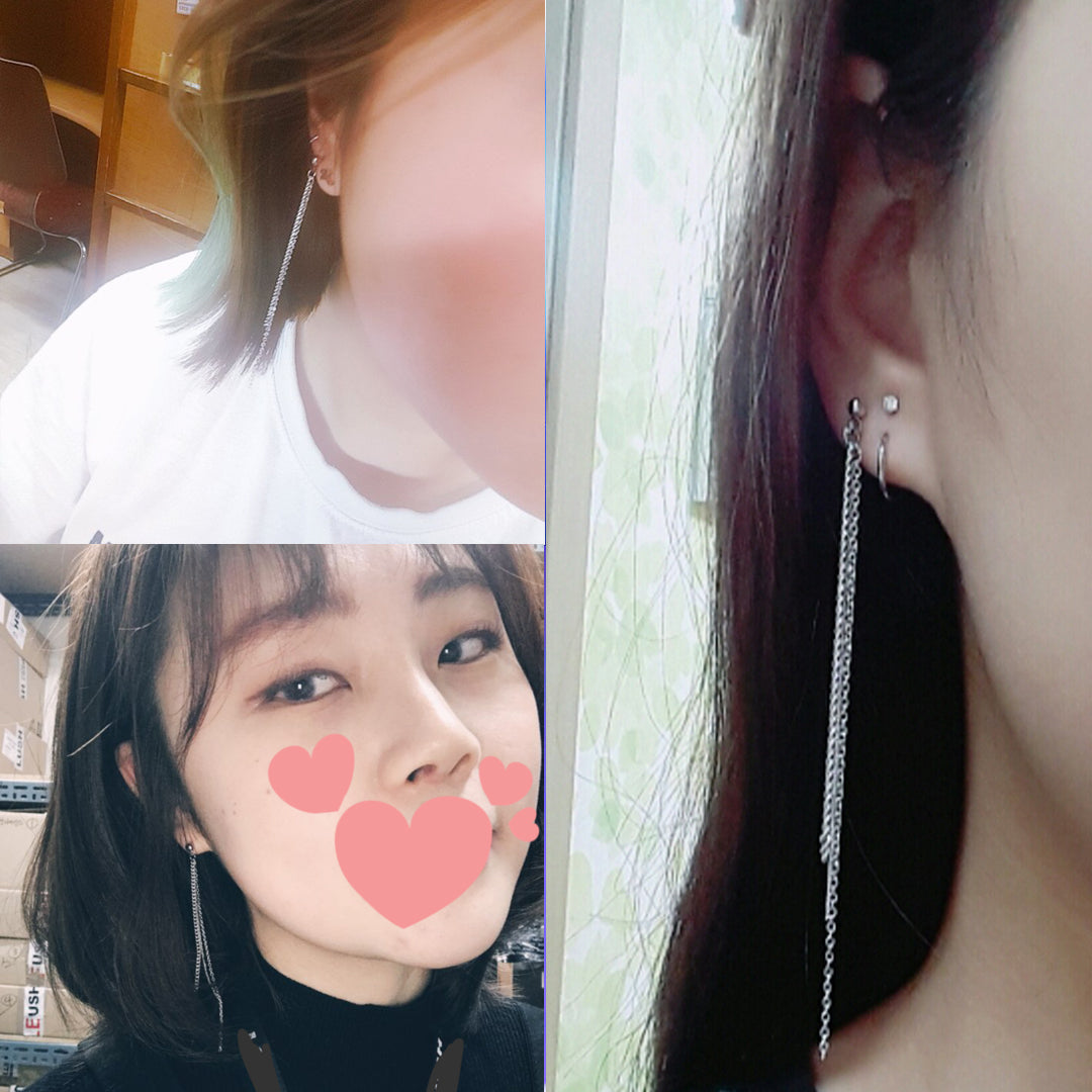 BTS-V Thin Chain Stud Earrings KF30348