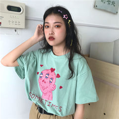 Harajuku Three-eyed Monster Couple Tshirt  KF24004
