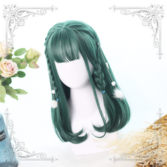 Medium length green wig KF82124