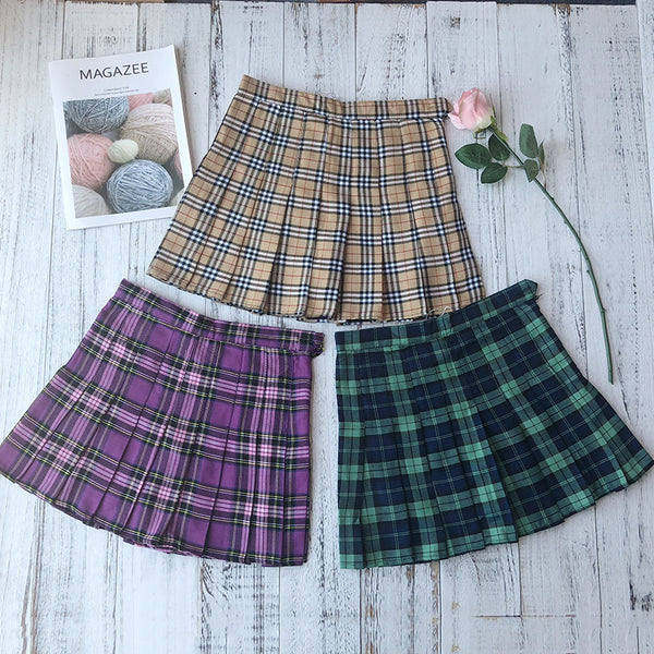 Plaid pleated skirt KF90410