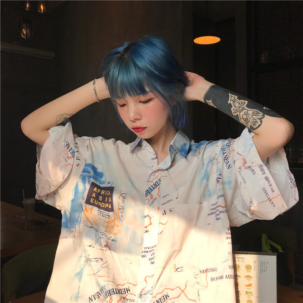 Vintage nautical illustration printed short sleeve t-shirt KF2362