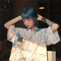 Vintage nautical illustration printed short sleeve t-shirt KF2362