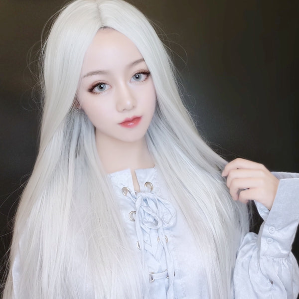 White long straight wig KF90502