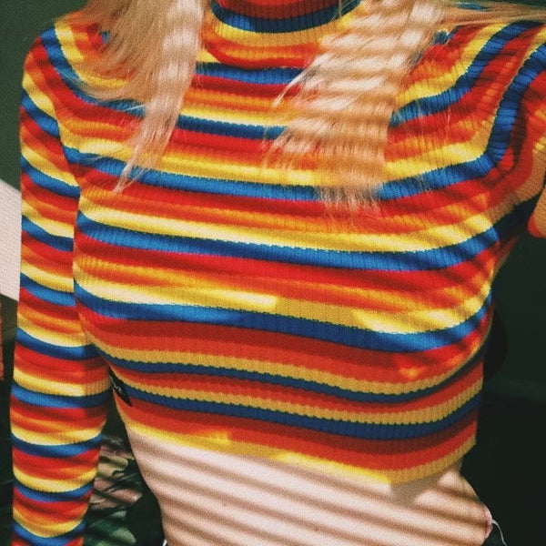 Rainbow knit sweater KF90372