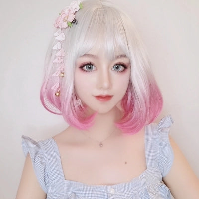 Silver pink gradient wig  KF25007