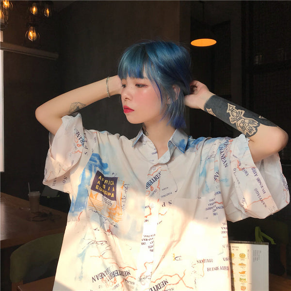Vintage nautical illustration printed short sleeve t-shirt KF2362