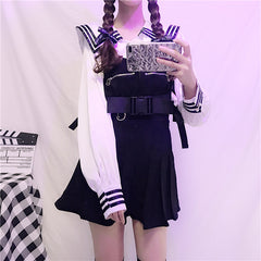 Chic shirt + strap skirt KF9354