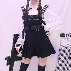 Chic shirt + strap skirt KF9354
