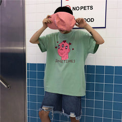 Harajuku Three-eyed Monster Couple Tshirt  KF24004