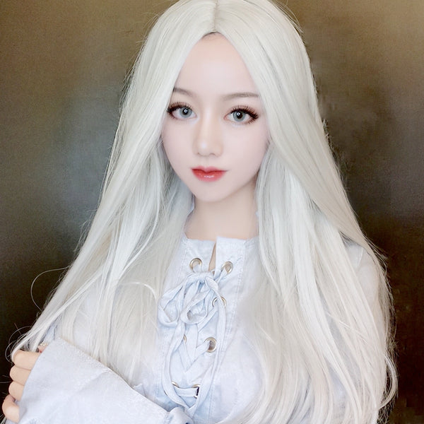 White long straight wig KF90502