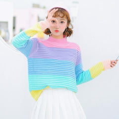 Sweet Rainbow Knitted Sweater KF20030