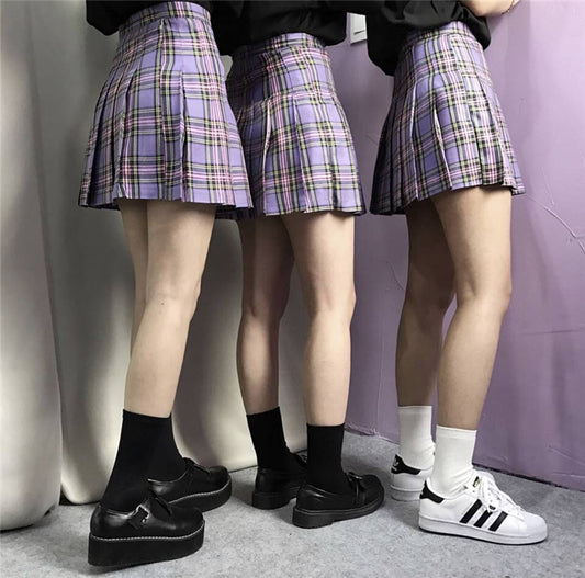 Korean chic retro Harajuku high waist skirt pleated skirt KF2104