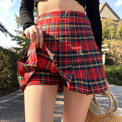 Vintage high waist plaid skirt KF50131
