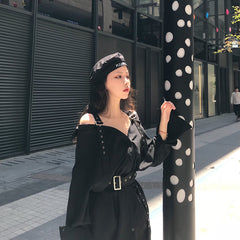 Fashion black versatile shirt KF90026