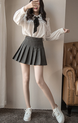 Winter wool Thicken  high waist plaid skirt KF25066