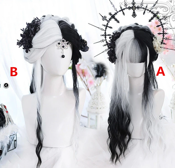 Harajuku black and white wig KF81201