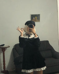 Lace black dress KF81628