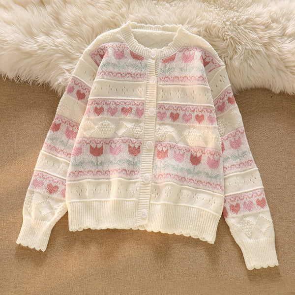 HOLLOW-PANEL KNITTED CARDIGAN  KF83624