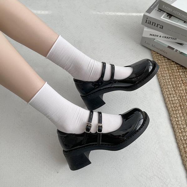 vintage black leather shoes   KF82840