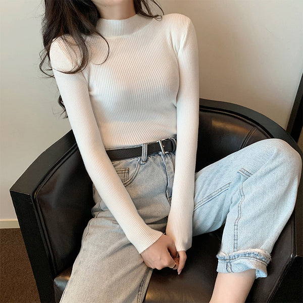 solid color knitted sweater  KF83324