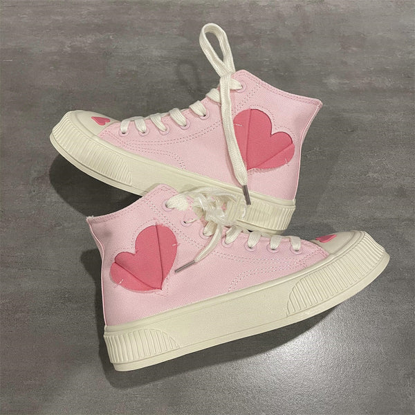 Pink High Top canvas shoes  KF83531
