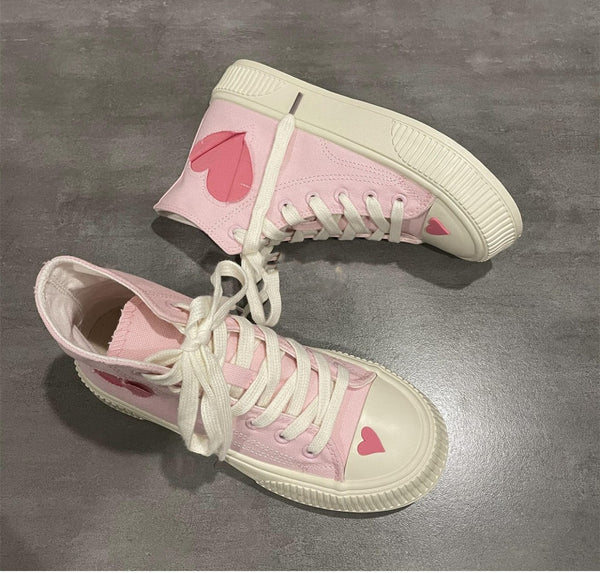 Pink High Top canvas shoes  KF83531