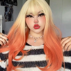 Orange long straight wig KF81411