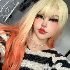 Orange long straight wig KF81411