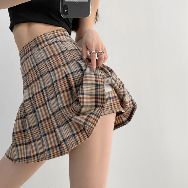 Plaid pleated skirt KF9577