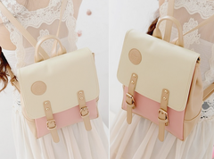 Brown and Beige Leather Bag KF60064