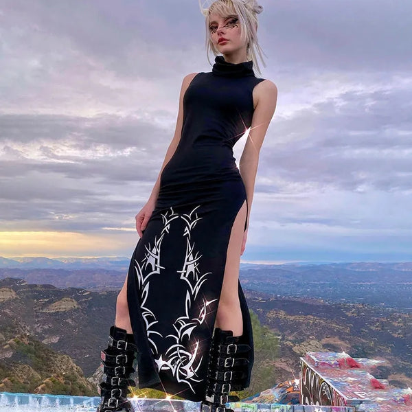punk high slit dress  KF82977