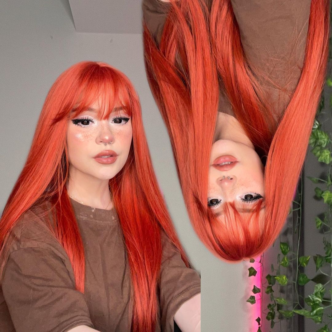 Orange long straight wig KF81239