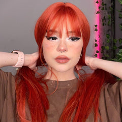 Orange long straight wig KF81239